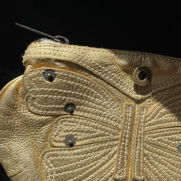 Gap Leather Gold Butterfly Wristlet Clutch Vintage Y2K - Picture 11 of 13